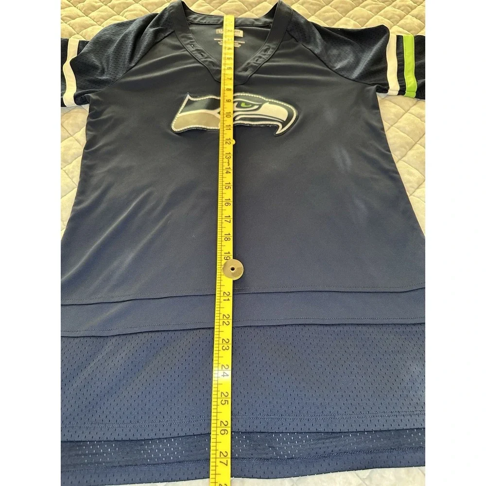 Womens NFL Team Apparel Seattle Seahawks Drawstring V Neck Mesh Jersey Shirt M - Picture 6 of 12